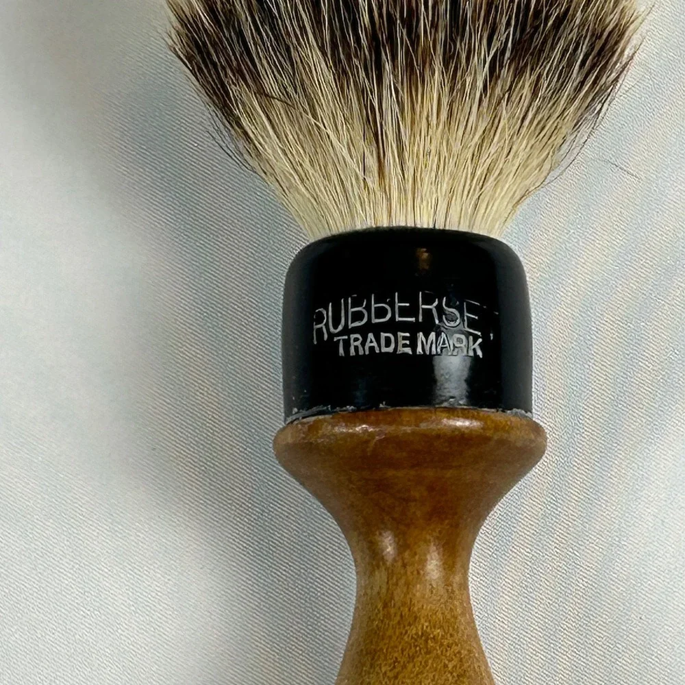Vintage Rubberset Shaving Brush Wooden Handle Badger Style Bristles Barber Shop